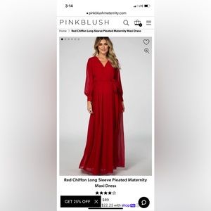 Pinkblush Red Long Sleeve Chiffon Maxi Dress
